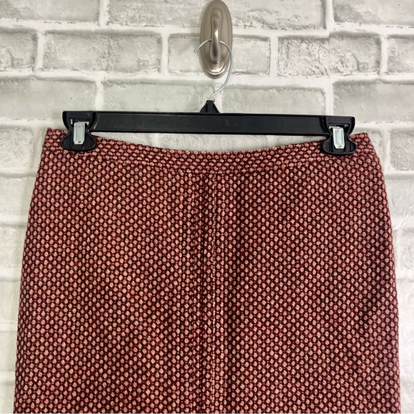 Vintage Club Monaco Wool Blend Geometric Pencil Burgundy Midi Skirt Sz 6 - Picture 4 of 8